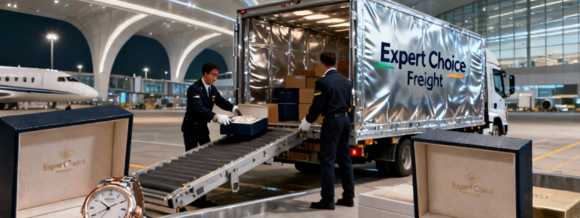 Luxury goods air freight shipment from Paris to Dubai handled by Expert Choice Freight – secure and insured logistics